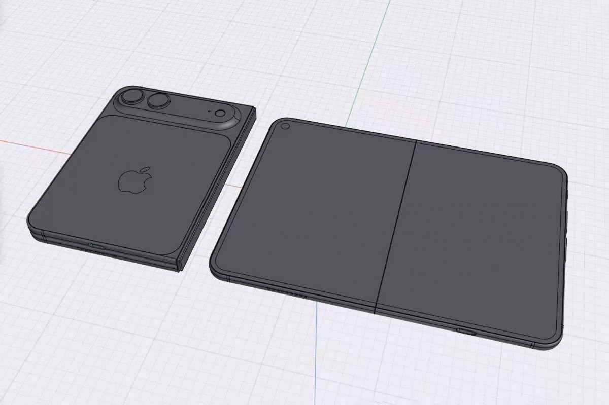 Черно-белый 3D-модель складного iPhone с задней крышкой и дисплеем