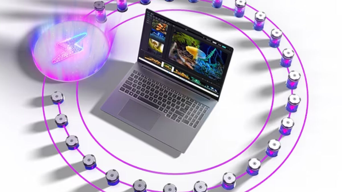 Ленточные светодиодные огни вокруг ноутбука Lenovo IdeaPad Pro 5i