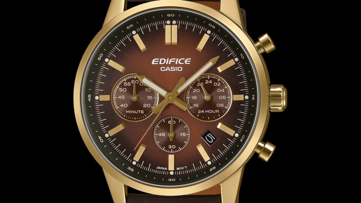 Круглые часы Casio Edifice EFR-575 с коричневым циферблатом
