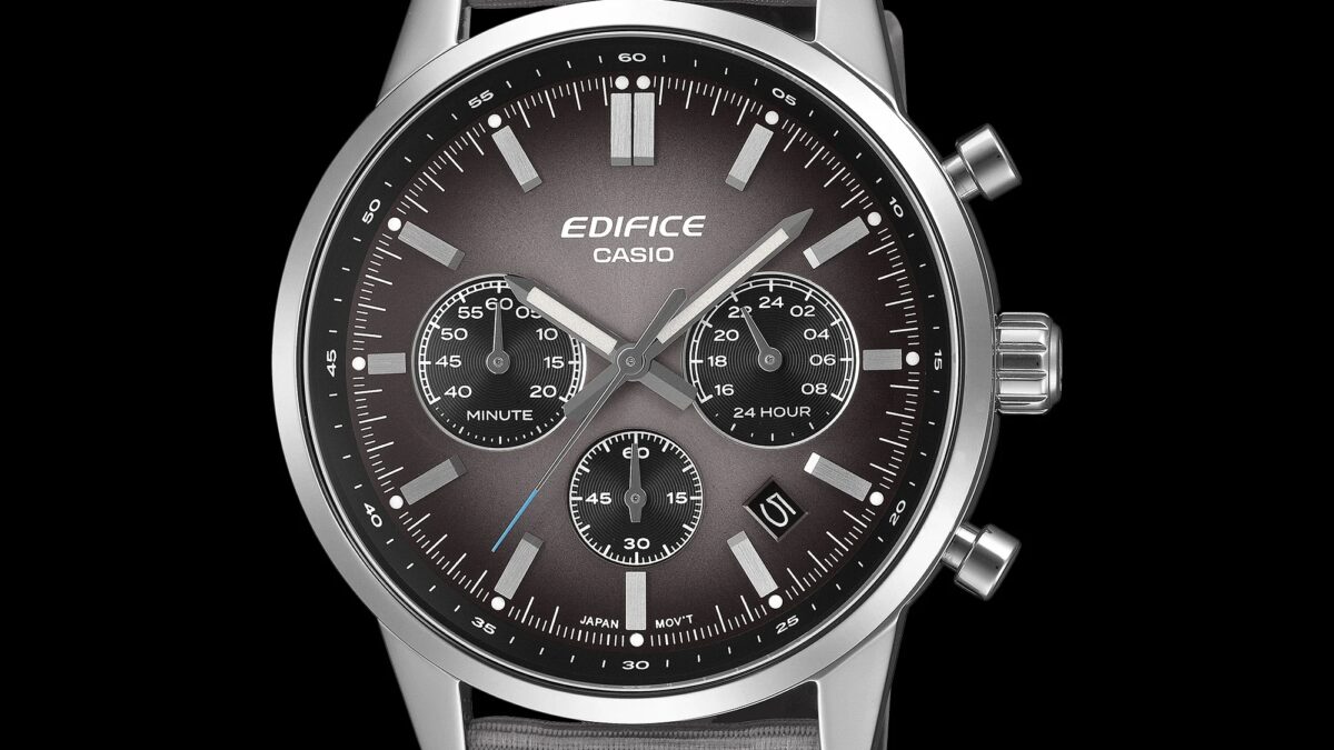 часы Casio Edifice EFR-575 с серым ремешком