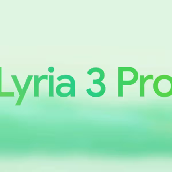 Текст на зеленом градиентном фоне с названием Lyria 3 Pro