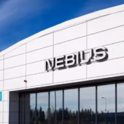 Здание компании Nebius на фоне синего неба