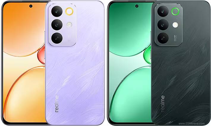 Два смартфона Realme C85 с тремя камерами заднего вида