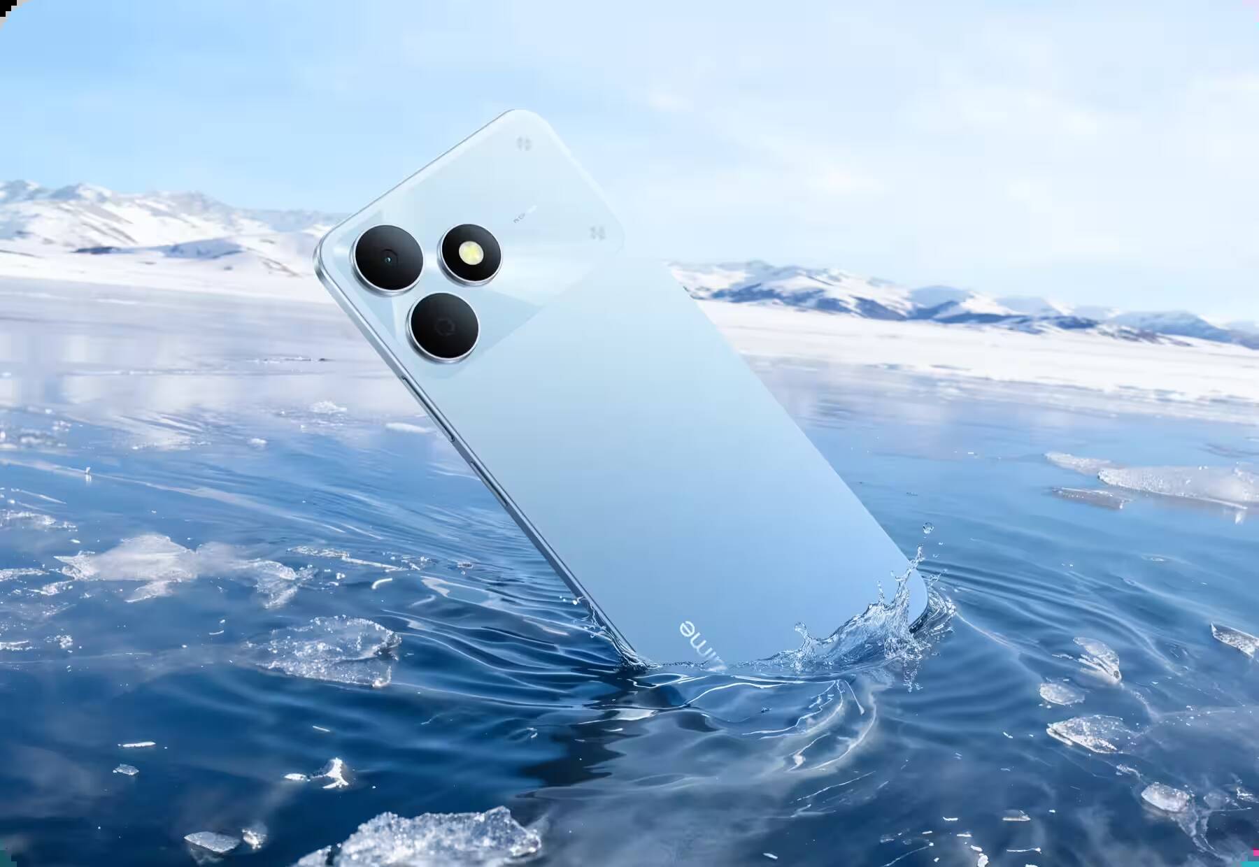 Realme представила бюджетный смартфон Note 80 с батареей на 6300 мА·ч 2 Смартфон Realme Note 80 в воде и льду