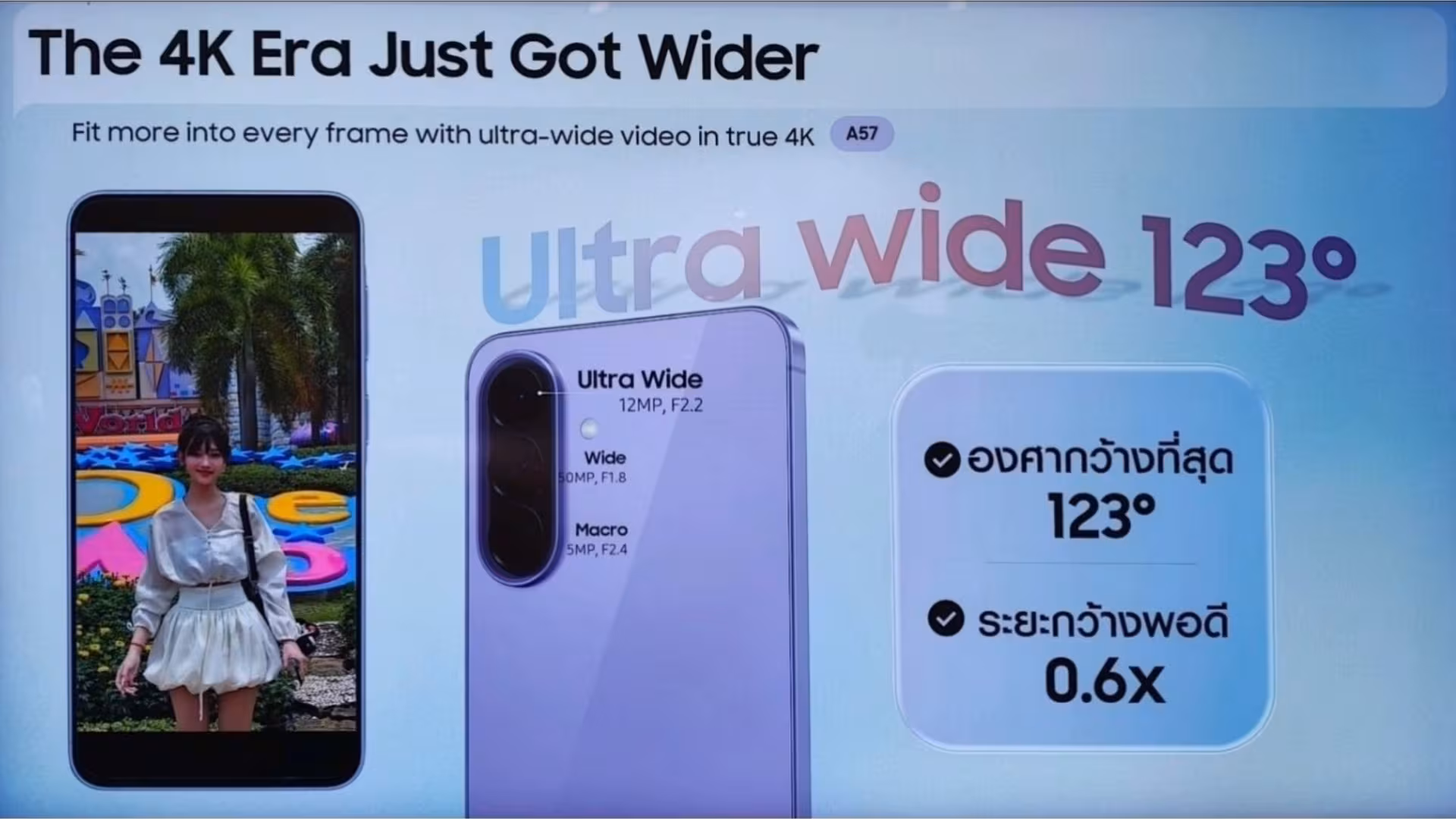 Samsung Galaxy A57 rear ultrawide camera 4k video recording leak