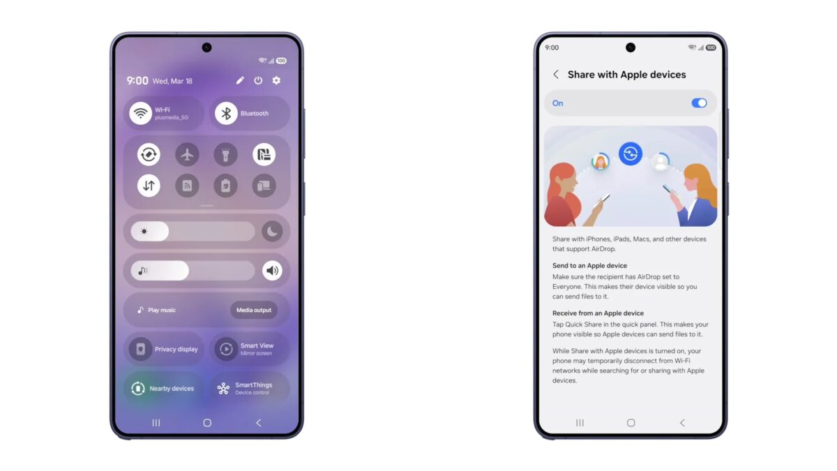 Samsung добавила поддержку AirDrop через Quick Share на Galaxy S26 1 Samsung добавила поддержку AirDrop через Quick Share на Galaxy S26