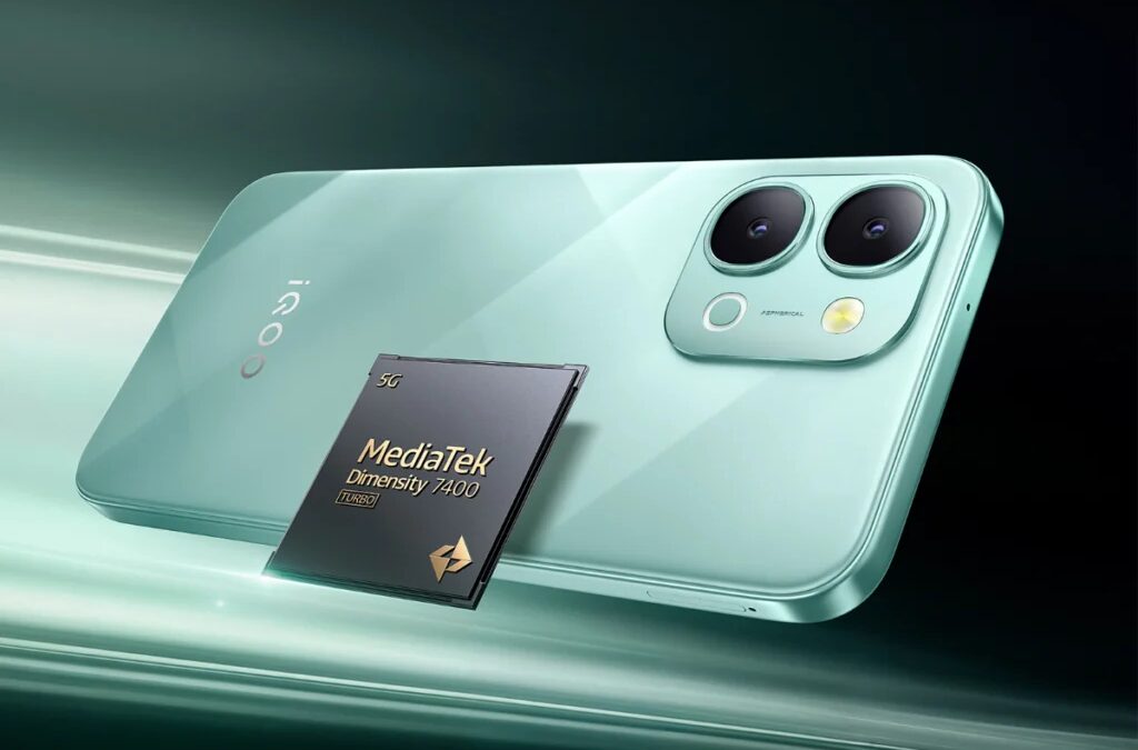 Смартфон с двойной камерой и процессором MediaTek на экране