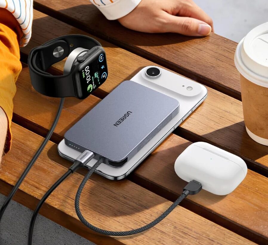 Ugreen MagFlow Air 10 000 мА·ч с магнитной зарядкой Qi2 и 30 Вт быстрой зарядкой