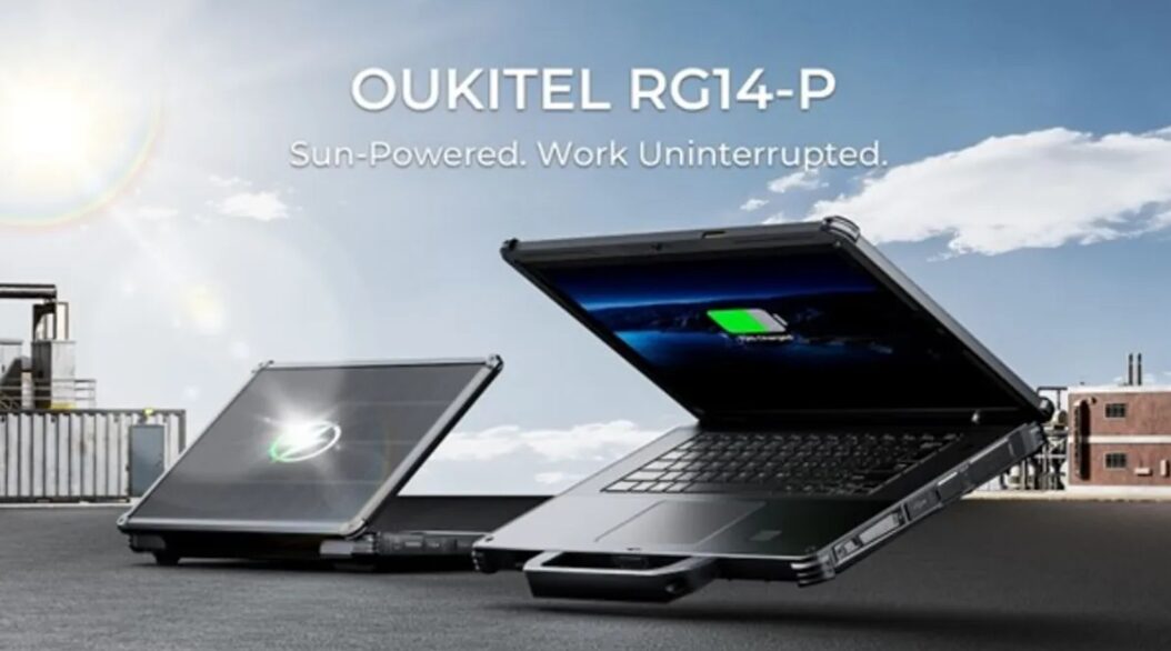 Oukitel показала защищённый ноутбук RG14-P с солнечными панелями и двумя сменными батареями