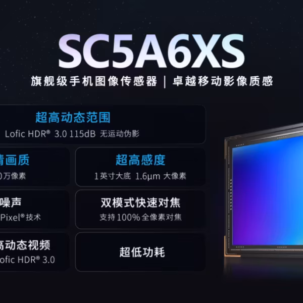 SmartSens представила 1-дюймовый 50-мегапиксельный сенсор SC5A6XS с поддержкой 4K 120fps и продвинутым HDR