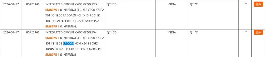 Интегрированная схема Qualcomm SM8975 в таблице