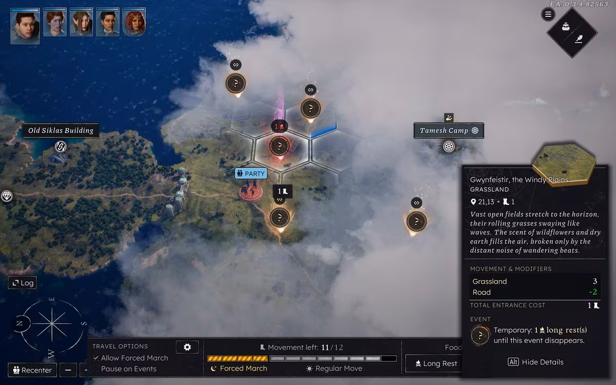 Путешествие по карте с гексагональными тайлами