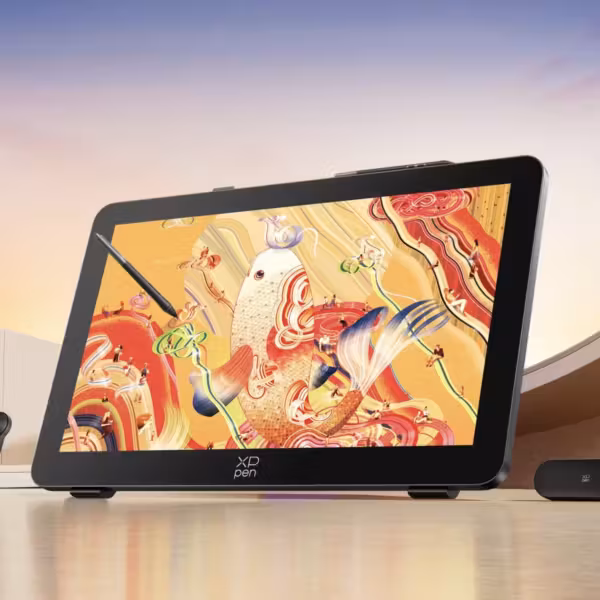 Планшет XPPen Artist Pro 27 с 4K-дисплеем и стилусом на столе