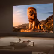 Крупный 163-дюймовый телевизор TCL X11L Micro LED в гостиной