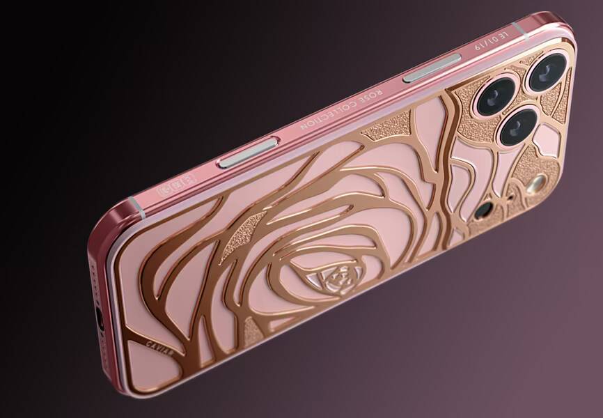 Caviar показала iPhone 17 Pro в розовом исполнении 1 Розовый iPhone 17 Pro с золотым узором