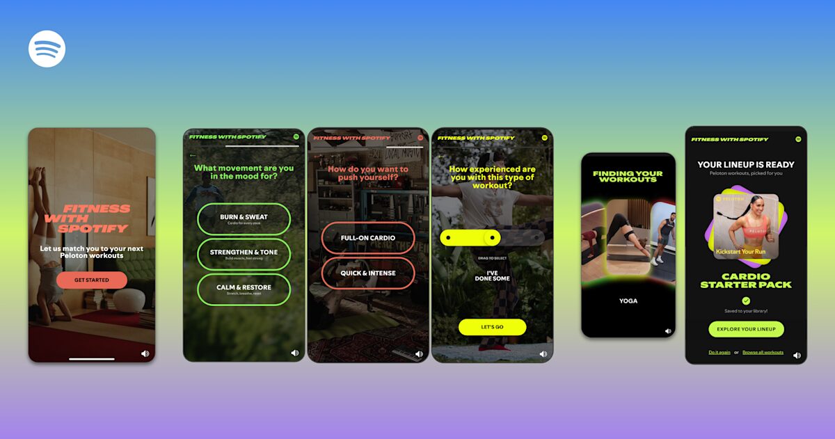 скриншоты приложения Spotify фитнес и видеотренировки