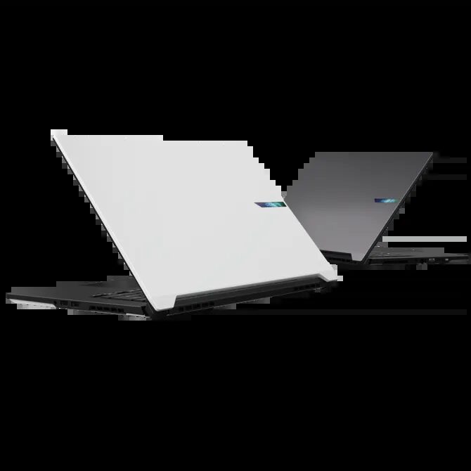 Ноутбук Gigabyte Aero X16 закрыт белым и чёрным цветом