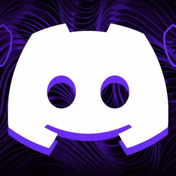 Логотип Discord с фиолетовыми анимационными миниатюрами