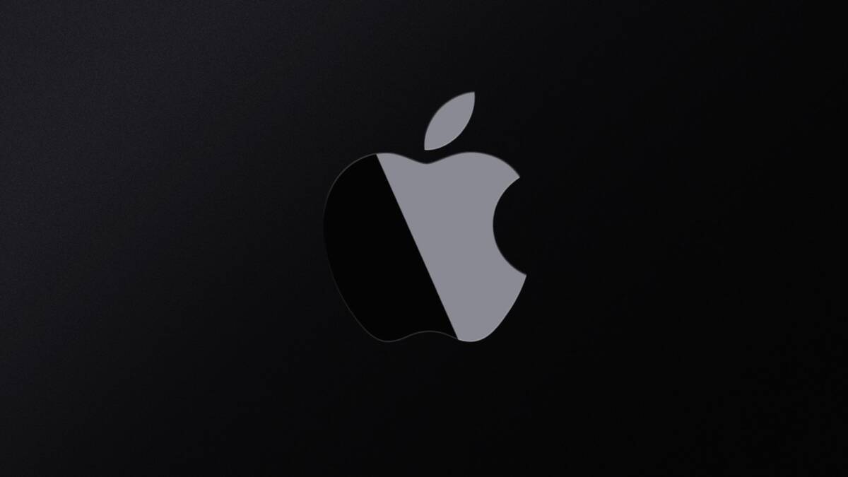 Черный фон с серебристым логотипом Apple Apple Ultra