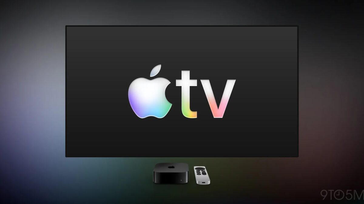 Apple TV на телевизоре с пультом дистанционного управления