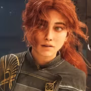 Героиня из игры Clair Obscur в боевой форме рядом со зданием