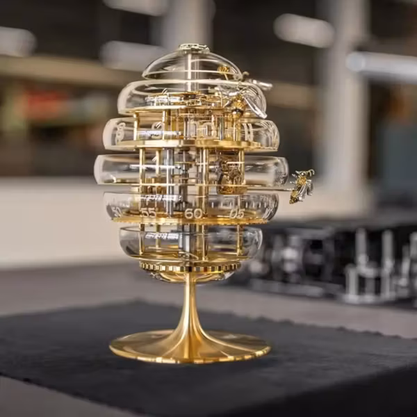 Настольные часы Chopard в форме улья из стекла и металла золотого цвета