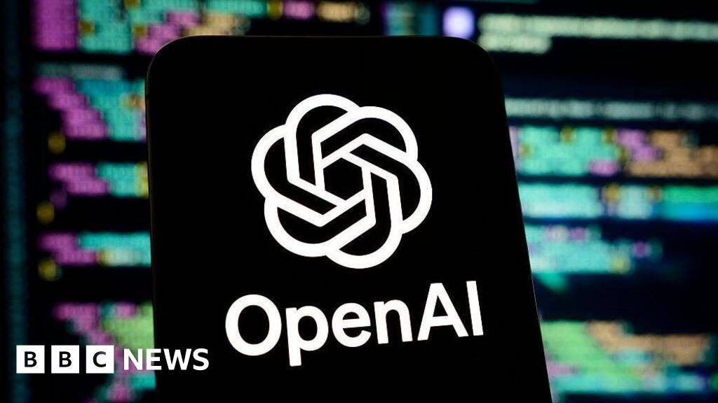 Логотип OpenAI на смартфоне с фоном кода