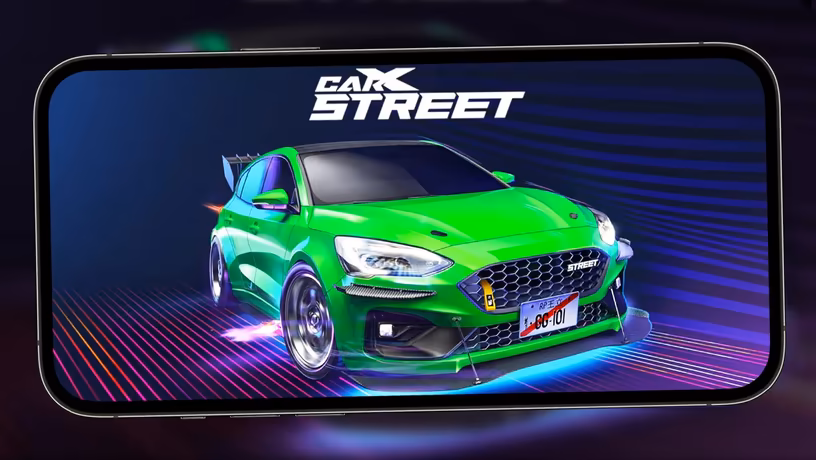 Автомобиль с зелёным цветом из CarX Street