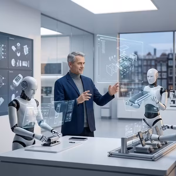 робот интерфейс голографический экран люди навык