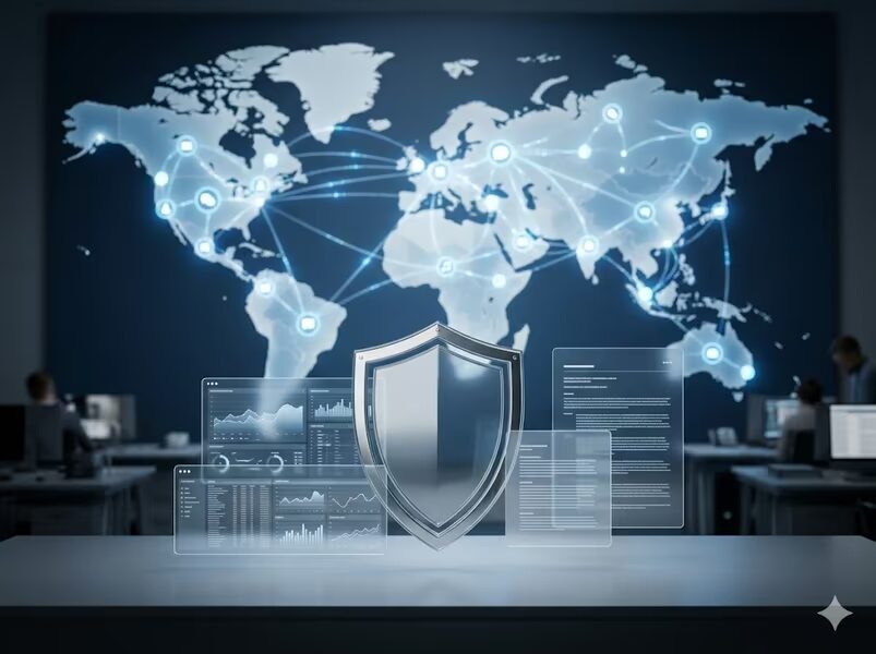 Глобальная карта с сетевыми соединениями и графиками