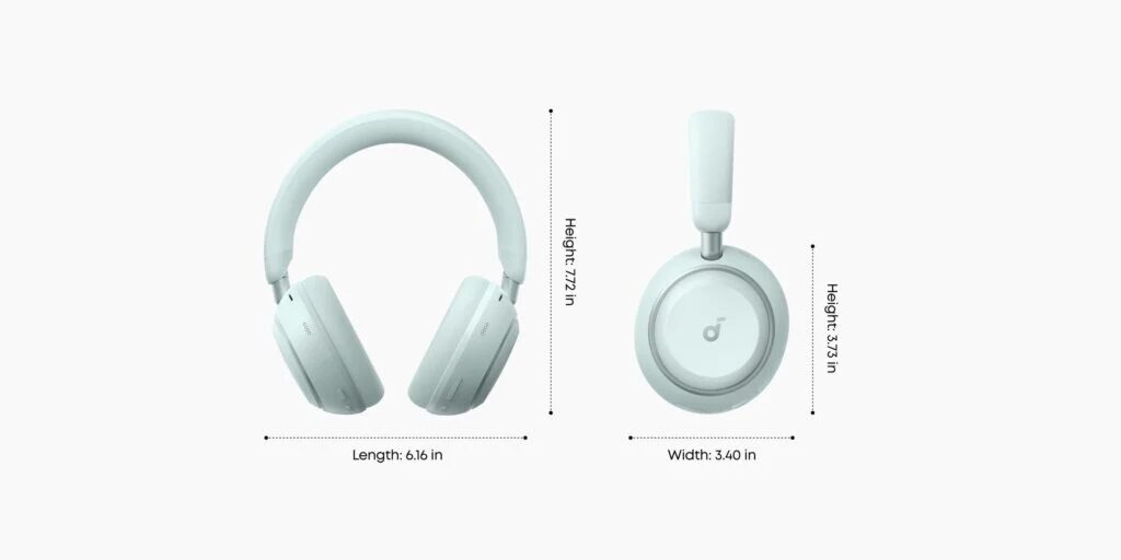 Наушники Soundcore Space 2 со складывающимся оголовьем, размеры указаны