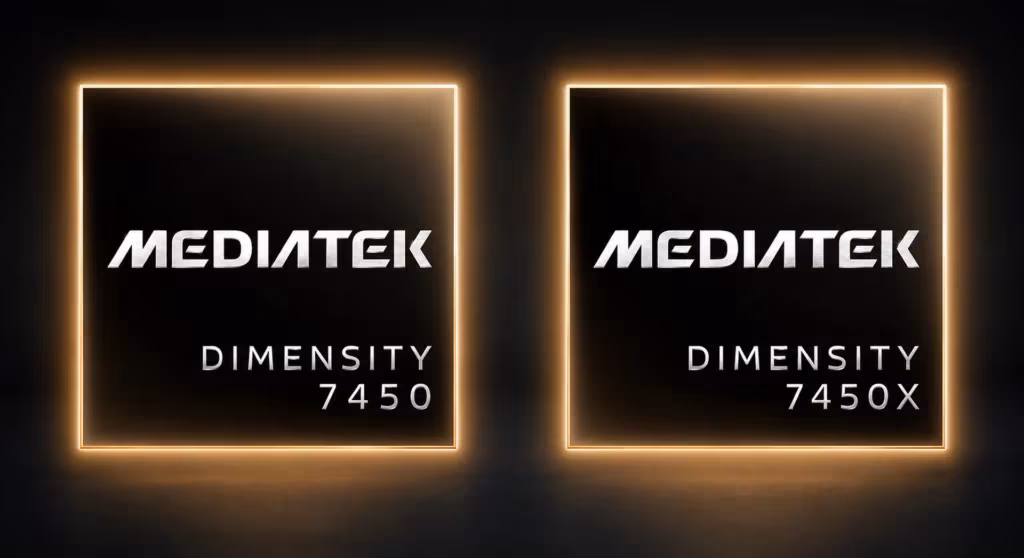Логотип MediaTek Dimensity 7450 и 7450X на экране
