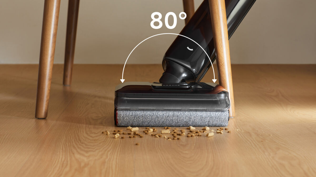 Пылесос Dreame G12S Pro чистит пол под стулом