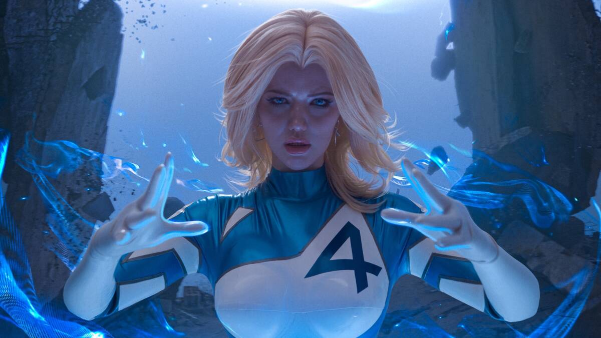 Лада Люмос в костюме Женщины-невидимки косплей эффект сияние