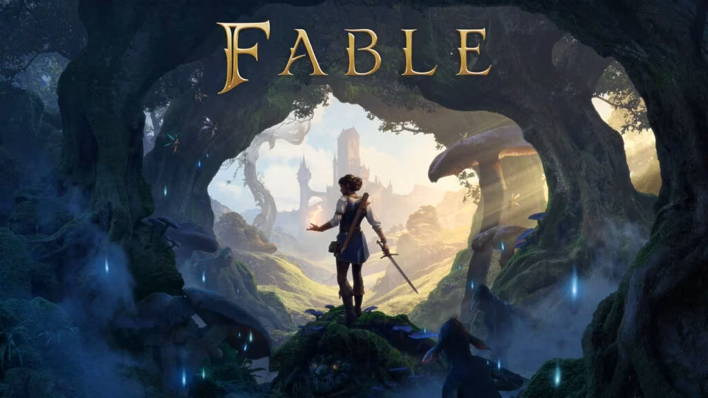 Обложка игры Fable с героиней в лесу магическом