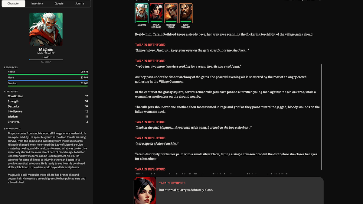 СКРИНШОТ ролевой игры Voyage интерфейс персонаж диалоги