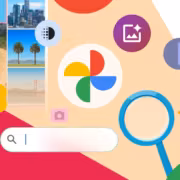 Пиксельные значки и строки поиска в Google Photos