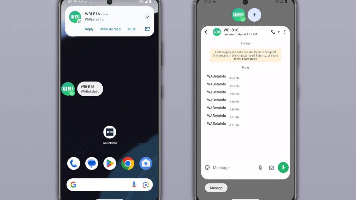 Образцы уведомлений WhatsApp* на двух смартфонах