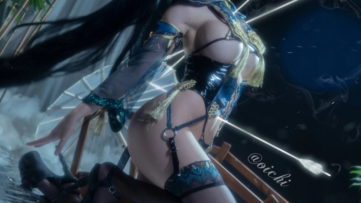 Очи в косплей Евы из Stellar Blade в практике стрельбы