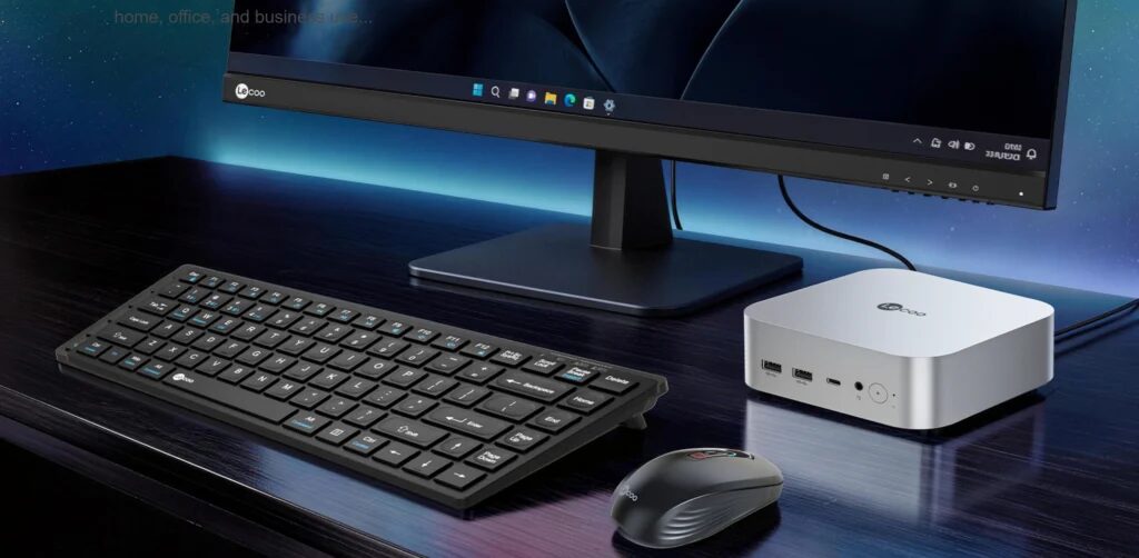 Мини ПК Lenovo Lecoo AI Mini Pro с монитором и периферией