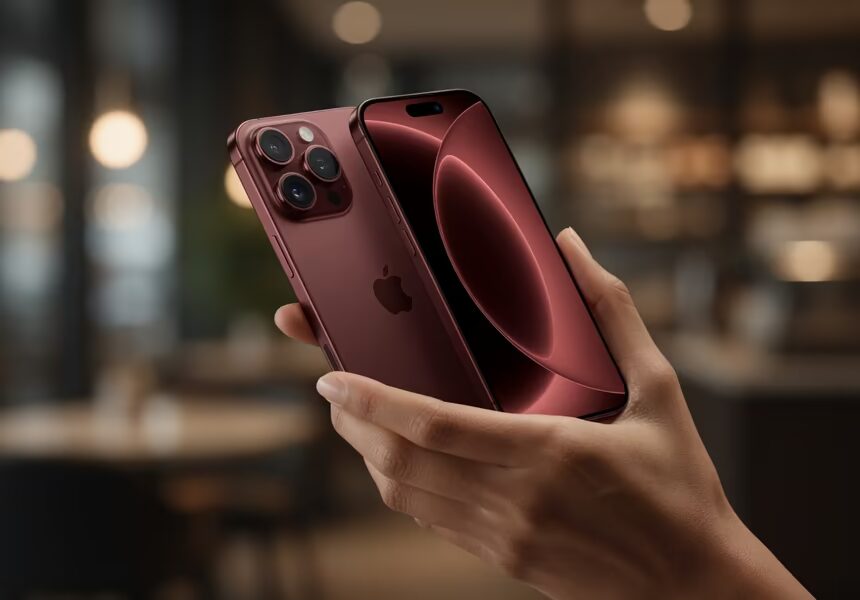 Айфон 18 Про за held в руке, камера задняя с тремя модулями