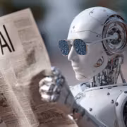 робот чтение газеты солнцезащитные очки