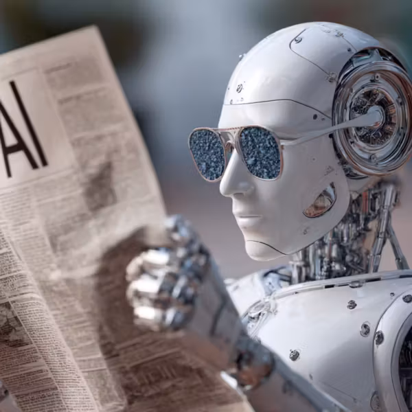робот чтение газеты солнцезащитные очки