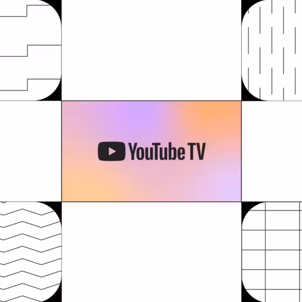 Различные графические шаблоны вокруг логотипа YouTube TV