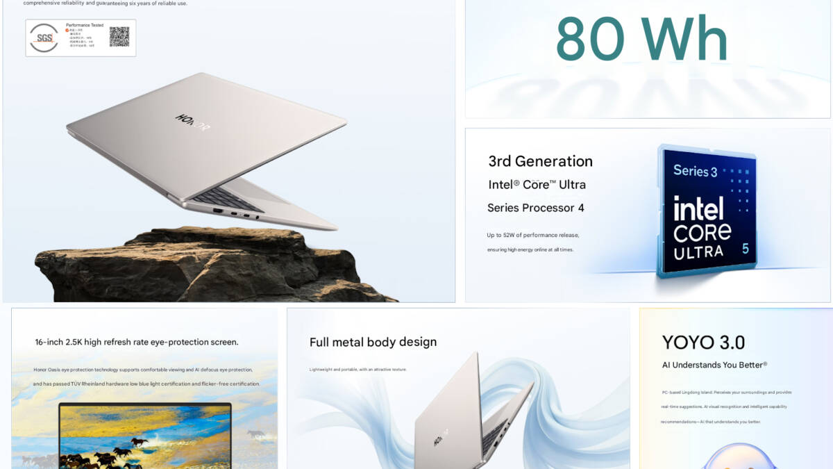 Ноутбук Honor MagicBook X Plus 2026 с открытой крышкой