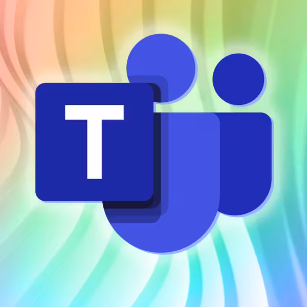 Цветные градиенты и логотип Microsoft Teams с текстом