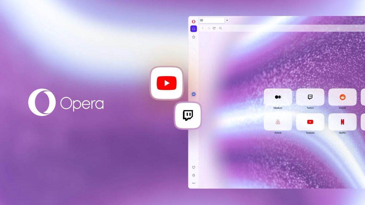 Яркий экран браузера Opera One с расширенными функциями звука