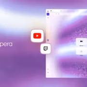 Яркий экран браузера Opera One с расширенными функциями звука