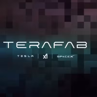 Логотип ТераФаб с названиями Tesla и SpaceX