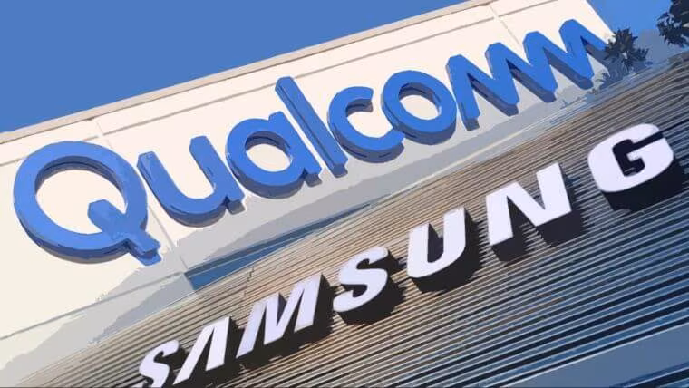 Здание с логотипами Qualcomm и Samsung